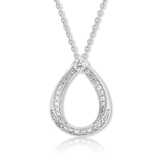 0.30 Ct Lab Grown Diamond 925 Silver Teardrop Pendant Necklace - Dewberry Diamonds