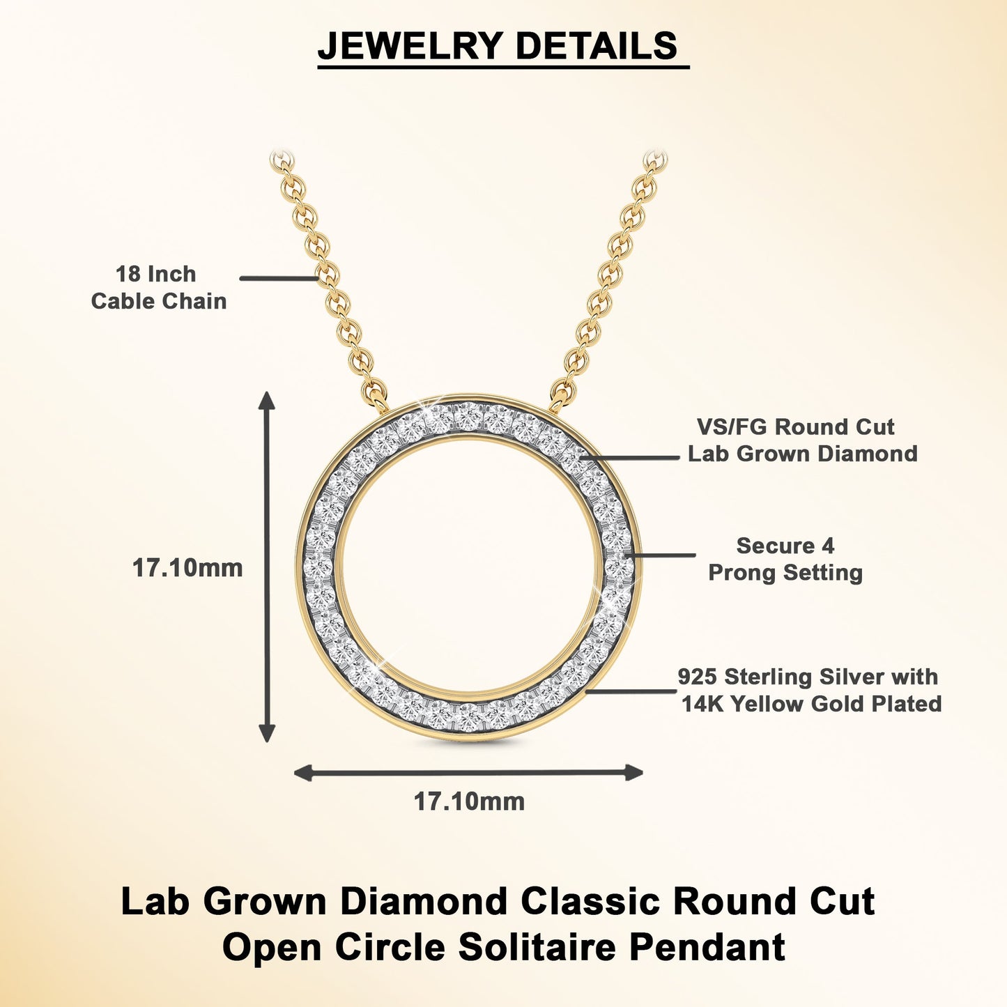 0.32 Ct Lab Grown Diamond Circle Pendant Necklace - Dewberry Diamonds