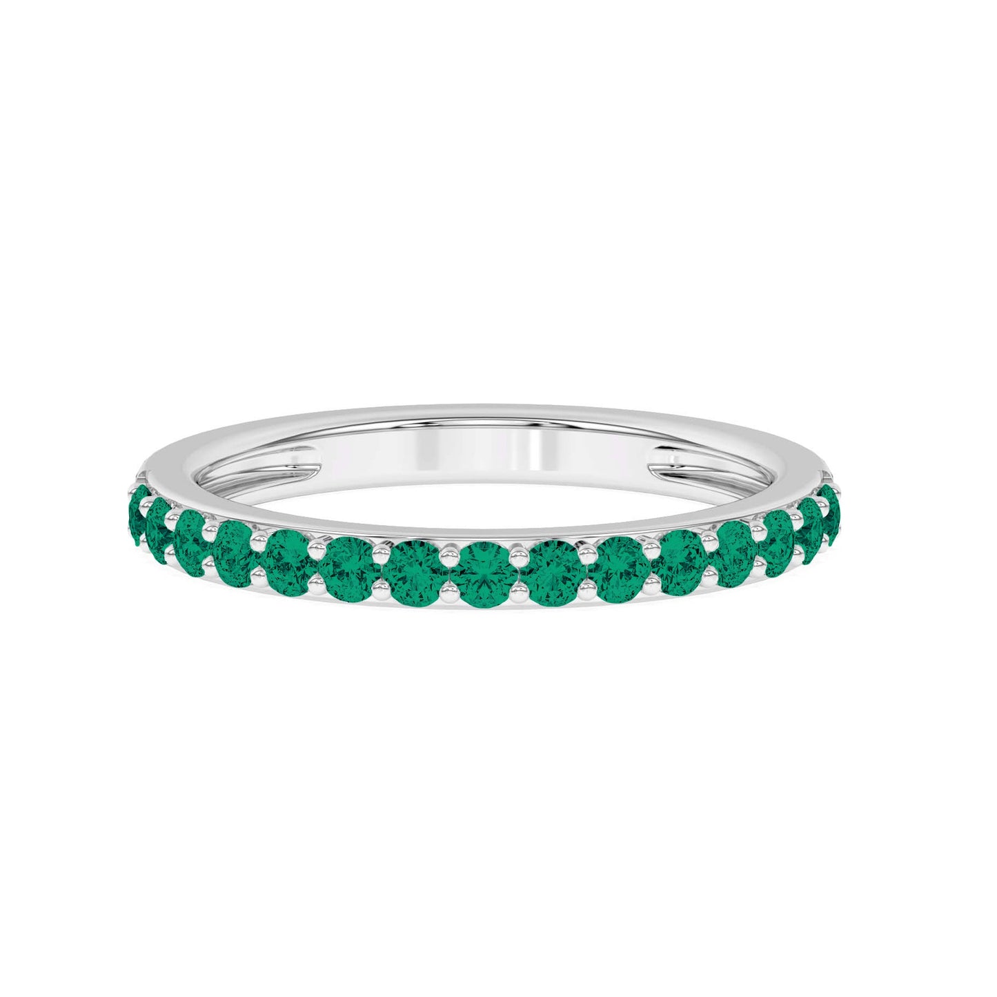 0.40 Ct Natural Green Emerald 14K Gold Wedding Band - Dewberry Diamonds