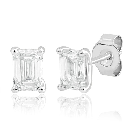 0.45 Ct Diamond 14K White Gold Solitaire Stud Earrings - Dewberry Diamonds