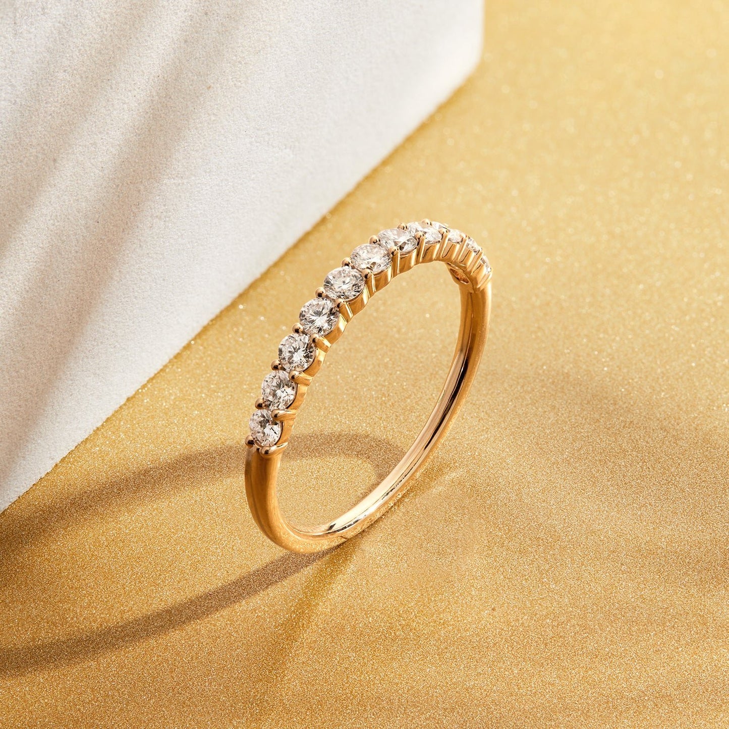 0.50 Ct Diamond Half Eternity Wedding Band 14K Yellow Gold - Dewberry Diamonds