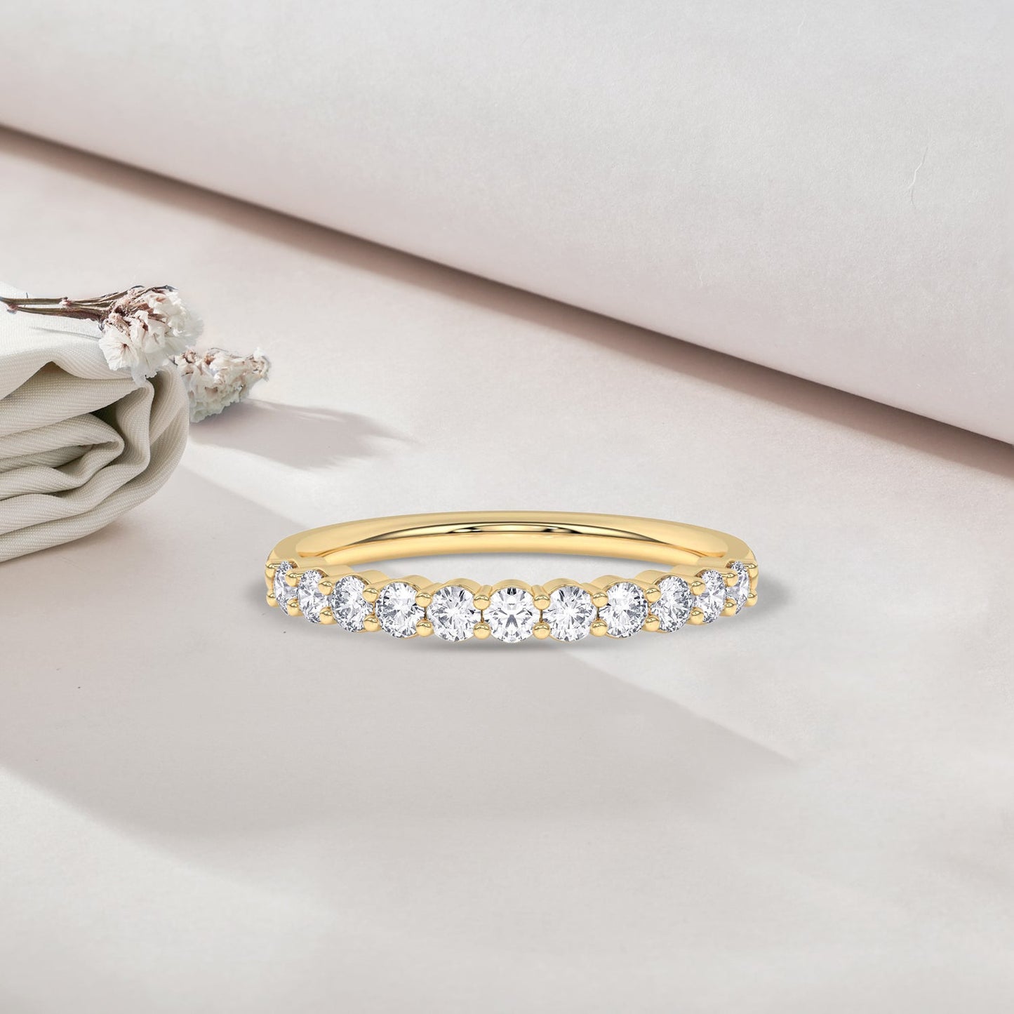 0.50 Ct Diamond Half Eternity Wedding Band 14K Yellow Gold - Dewberry Diamonds