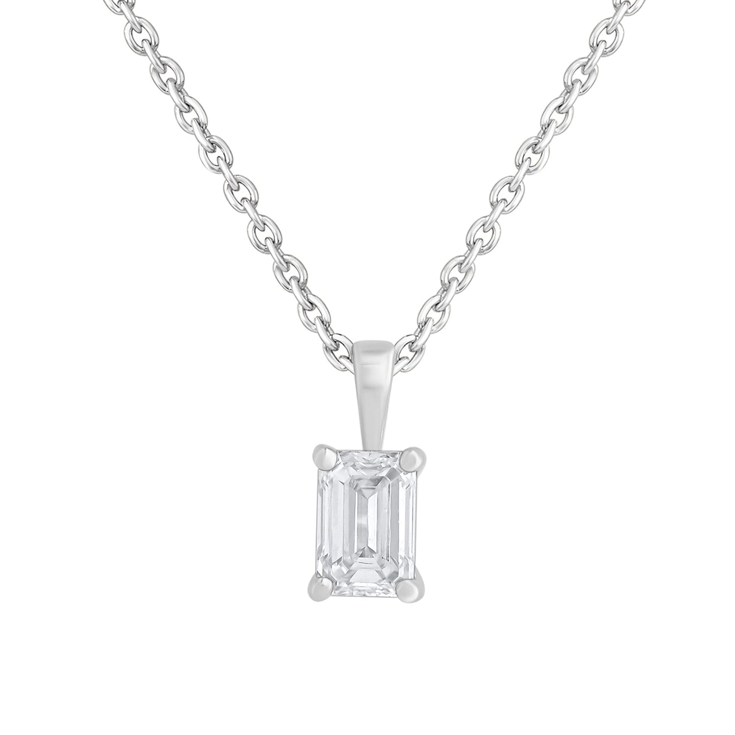 0.50 Ct Emerald Cut Diamond Solitaire Necklace in 14K Gold - Dewberry Diamonds