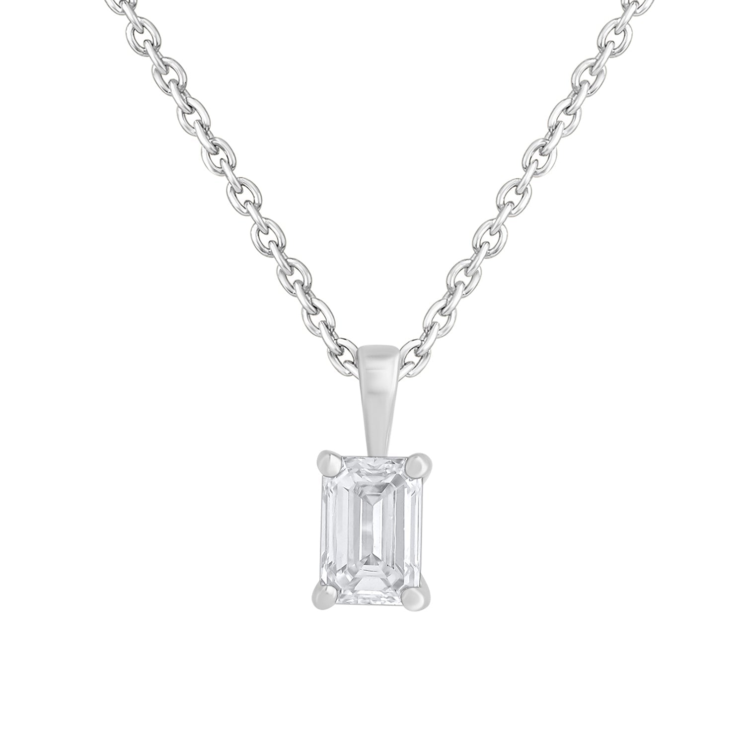 0.50 Ct Emerald Cut Diamond Solitaire Necklace in 14K Gold - Dewberry Diamonds