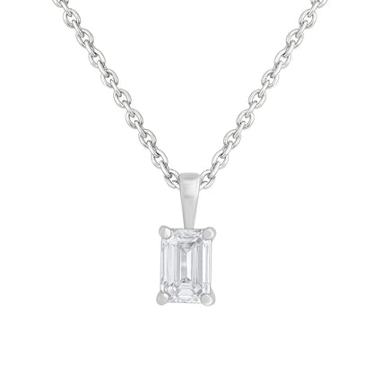 0.50 Ct Emerald Cut Diamond Solitaire Necklace in 14K Gold - Dewberry Diamonds