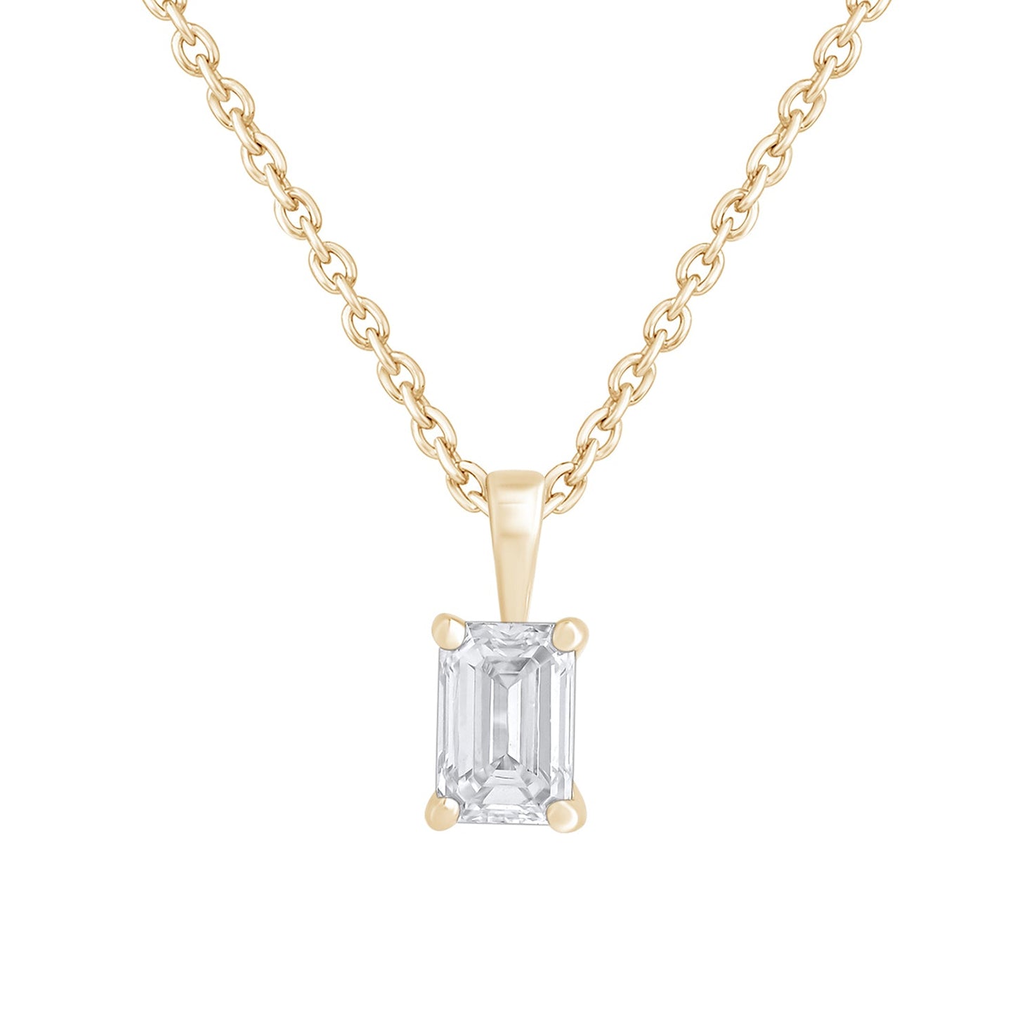 0.50 Ct Emerald Cut Diamond Solitaire Necklace in 14K Gold - Dewberry Diamonds