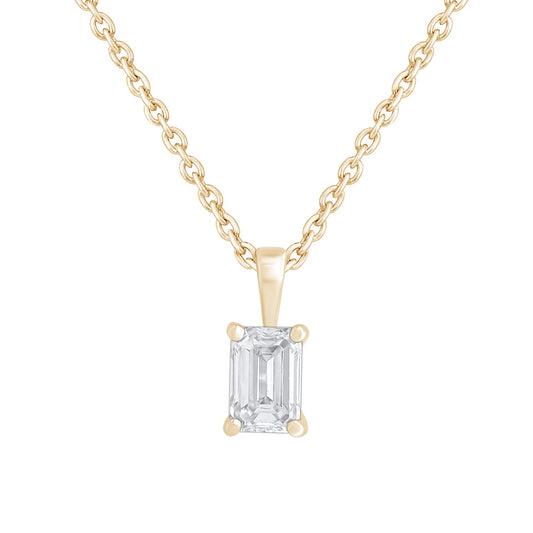 0.50 Ct Emerald Cut Diamond Solitaire Necklace in 14K Gold - Dewberry Diamonds