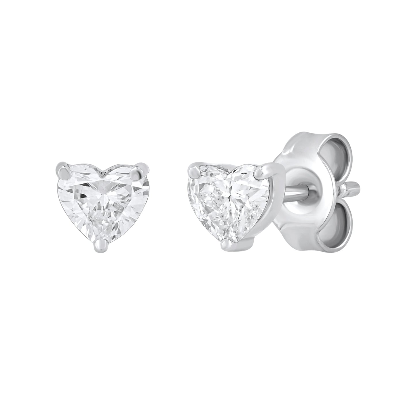 0.50 To 1.00 Ct Heart Cut Diamond Solitaire Stud Earrings in 14K Gold - Dewberry Diamonds