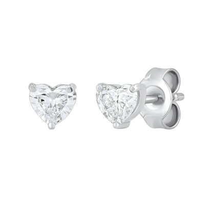 0.50 To 1.00 Ct Heart Cut Diamond Solitaire Stud Earrings in 14K Gold - Dewberry Diamonds