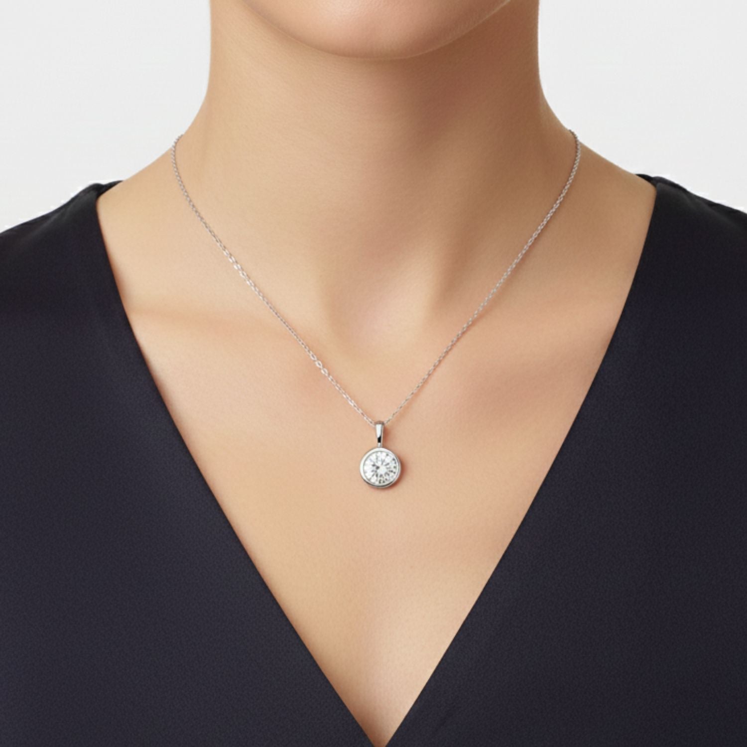 0.75 Ct Bezel-Set Lab Grown Diamond Solitaire Necklace - Dewberry Diamonds