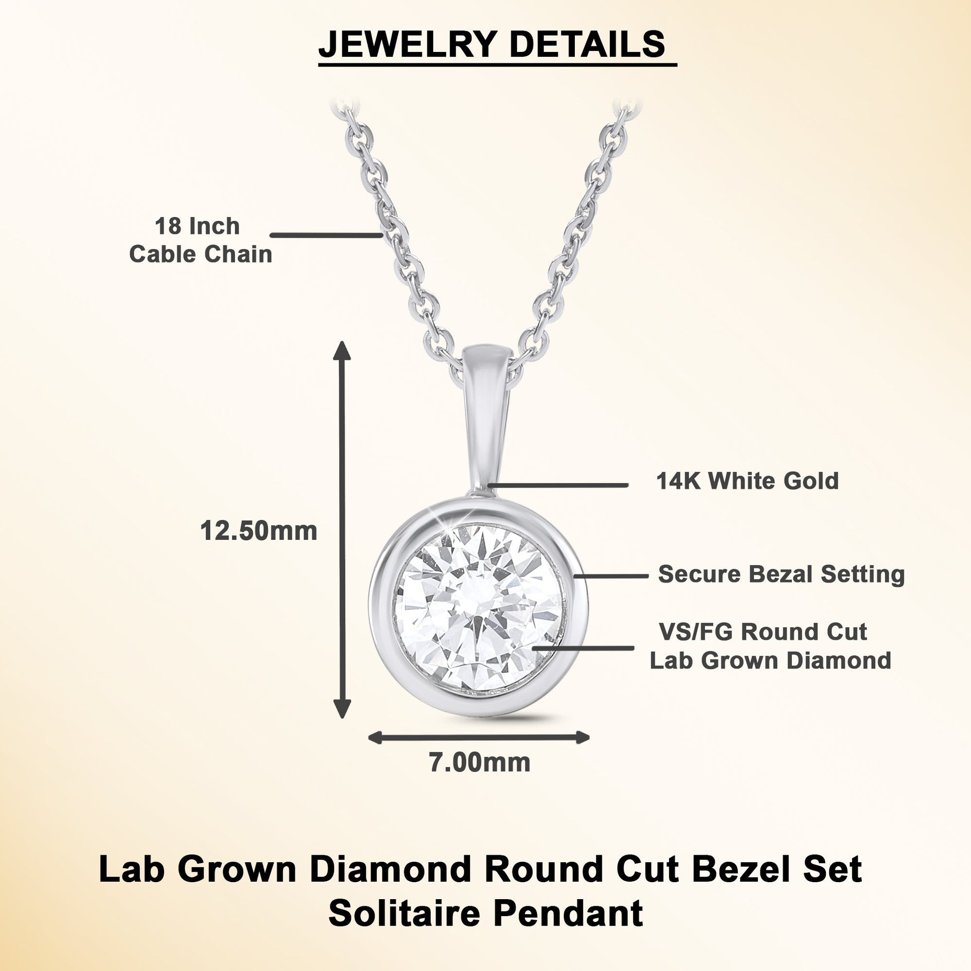 0.75 Ct Bezel-Set Lab Grown Diamond Solitaire Necklace - Dewberry Diamonds