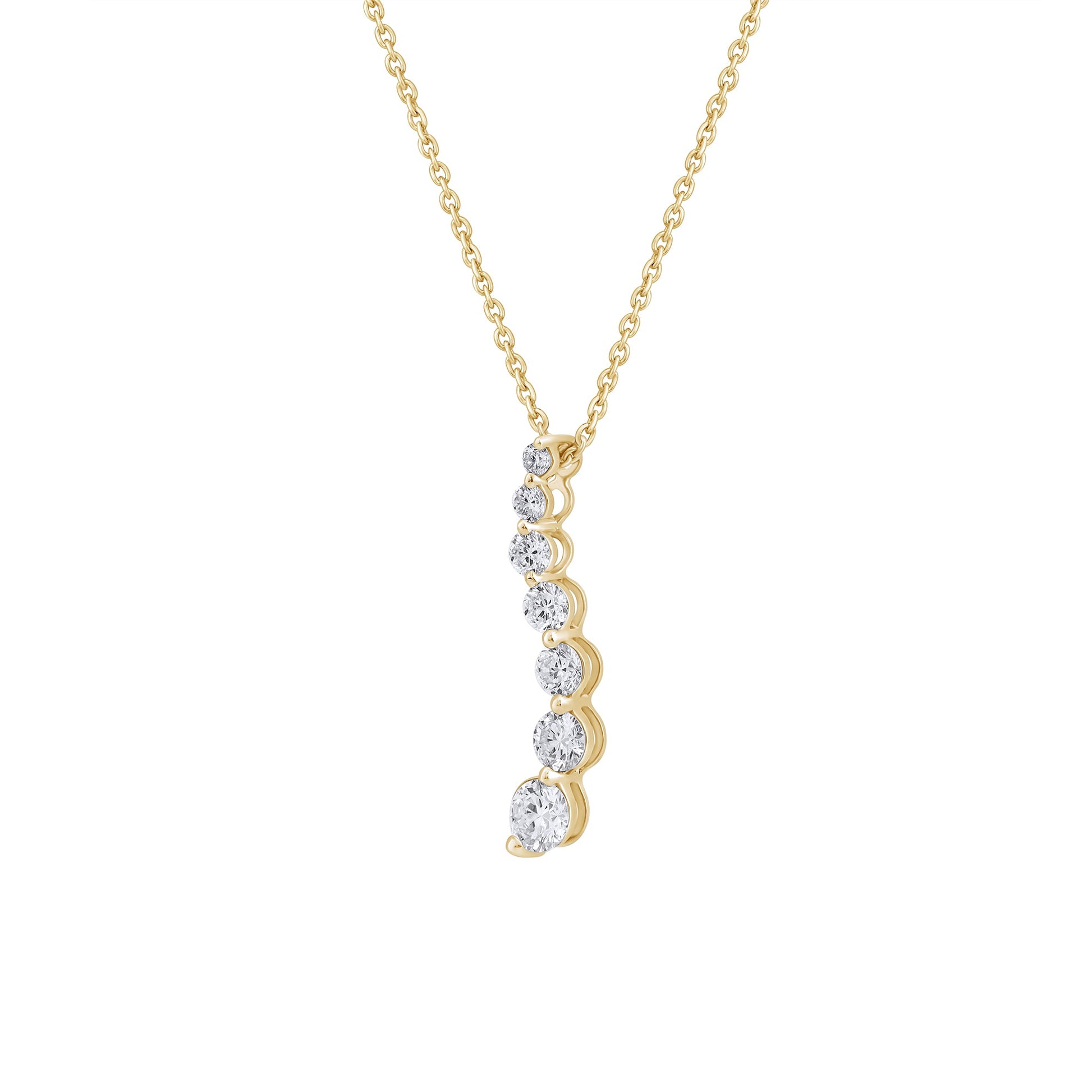 0.75 Ct Diamond 925 Silver 7 Stone Journey Pendant Necklace - Dewberry Diamonds