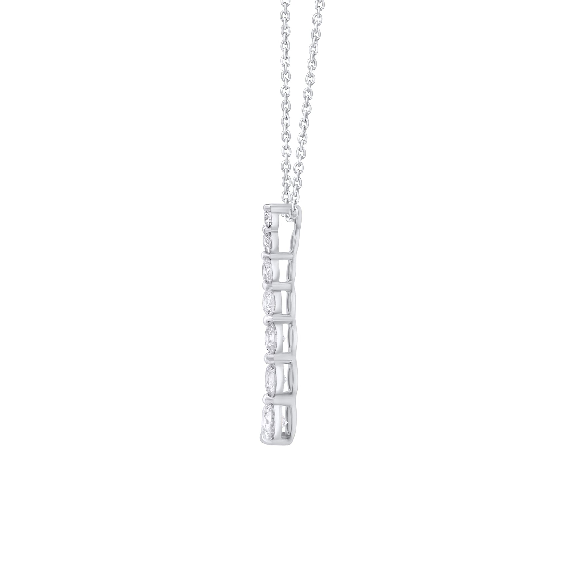0.75 Ct Diamond 925 Silver 7 Stone Journey Pendant Necklace - Dewberry Diamonds