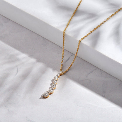 0.75 Ct Diamond 925 Silver 7 Stone Journey Pendant Necklace - Dewberry Diamonds