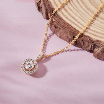 0.75 Ct Diamond 925 Silver Round Halo Necklace - Dewberry Diamonds