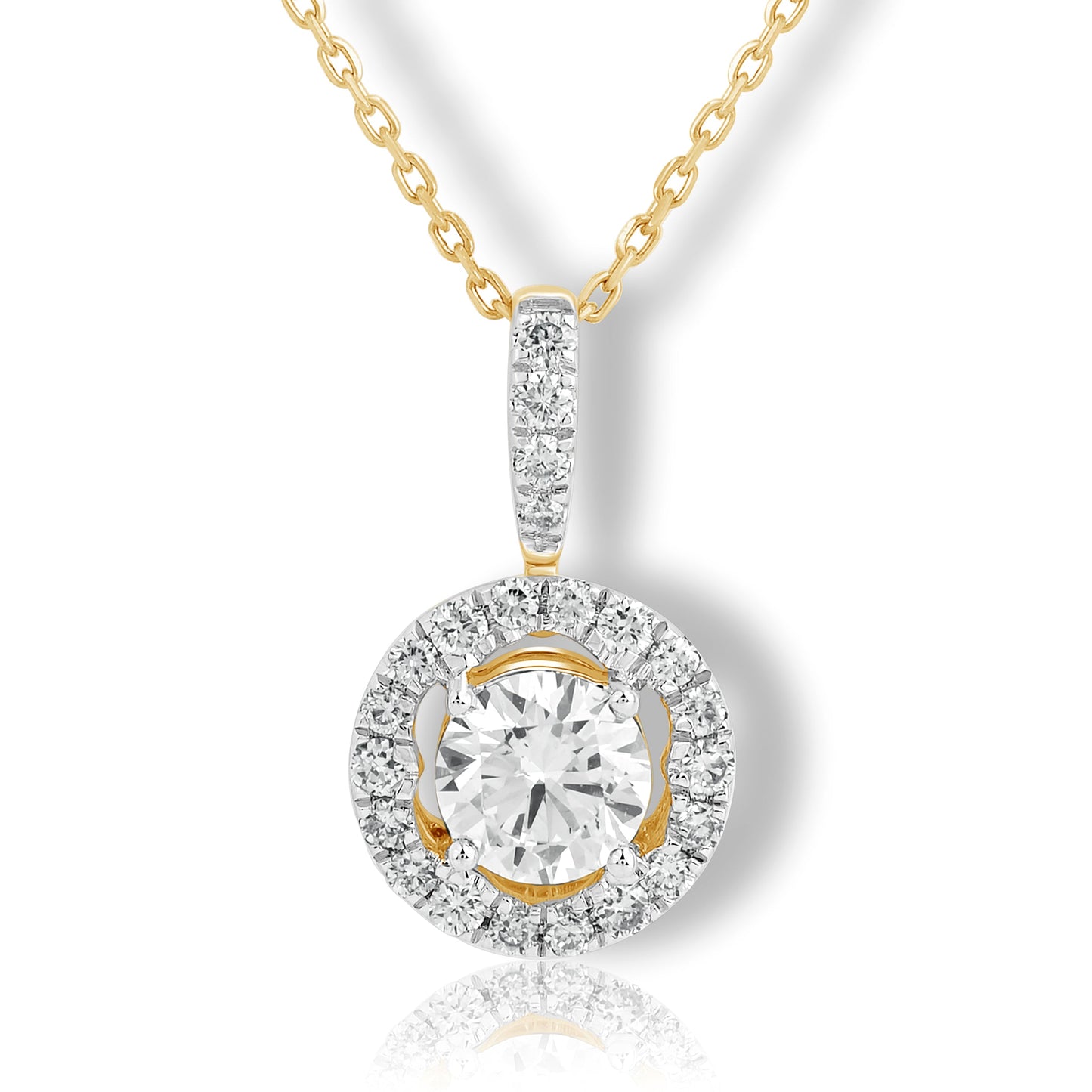 0.75 Ct Diamond 925 Silver Round Halo Necklace - Dewberry Diamonds