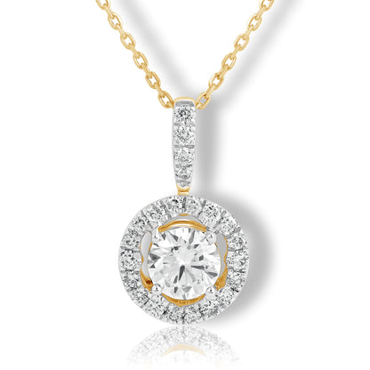 0.75 Ct Diamond 925 Silver Round Halo Necklace - Dewberry Diamonds