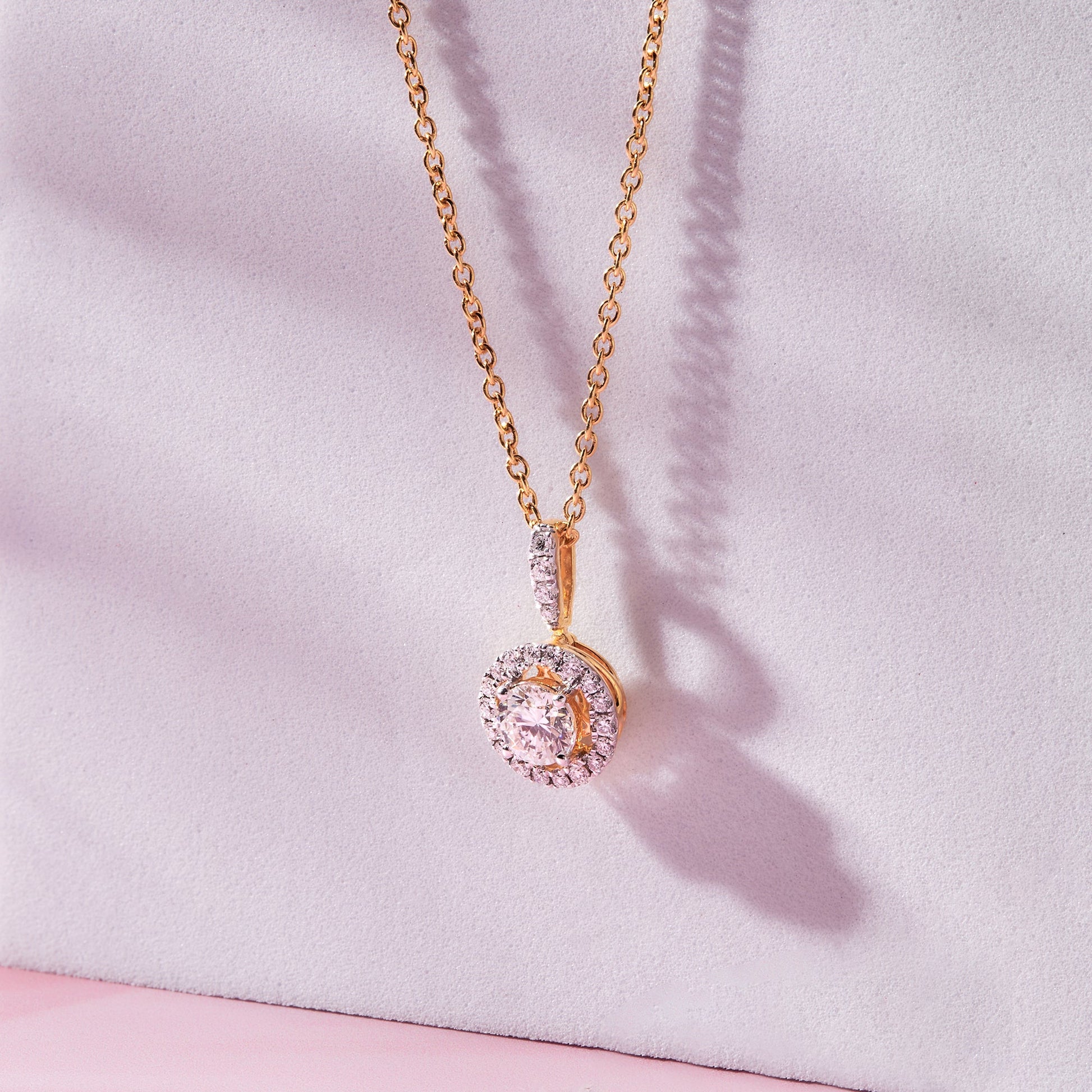 0.75 Ct Diamond 925 Silver Round Halo Necklace - Dewberry Diamonds