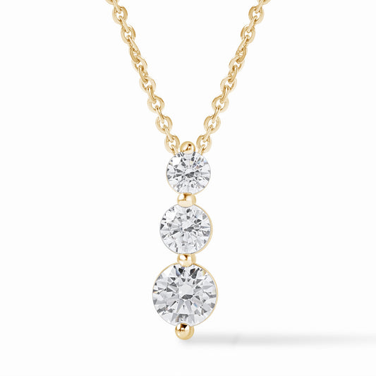 0.80 Ct Diamond 925 Silver Journey Pendant Necklace - Dewberry Diamonds