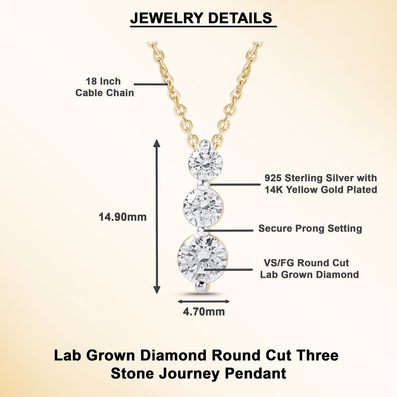 0.80 Ct Diamond 925 Silver Journey Pendant Necklace - Dewberry Diamonds