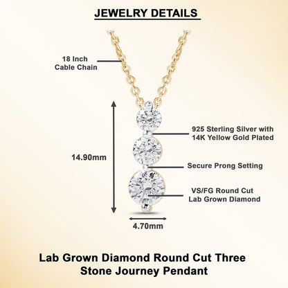 0.80 Ct Diamond 925 Silver Journey Pendant Necklace - Dewberry Diamonds
