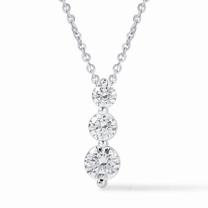 0.80 Ct Diamond 925 Silver White Gold Plated Journey Necklace - Dewberry Diamonds