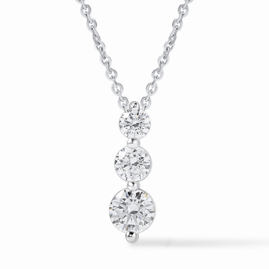 0.80 Ct Diamond 925 Silver White Gold Plated Journey Necklace - Dewberry Diamonds