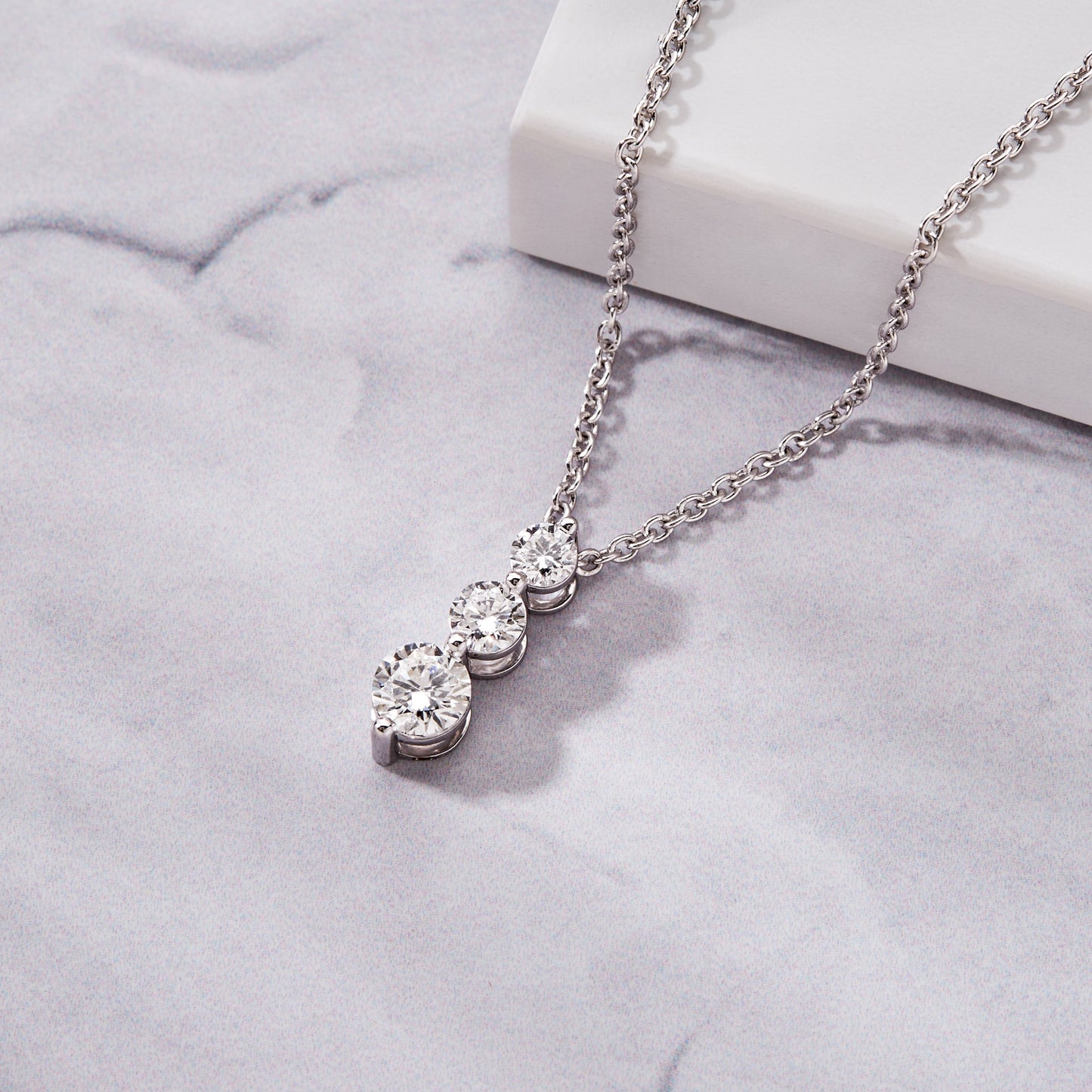 0.80 Ct Diamond 925 Silver White Gold Plated Journey Necklace - Dewberry Diamonds