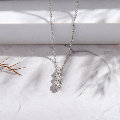 0.80 Ct Diamond 925 Silver White Gold Plated Journey Necklace - Dewberry Diamonds
