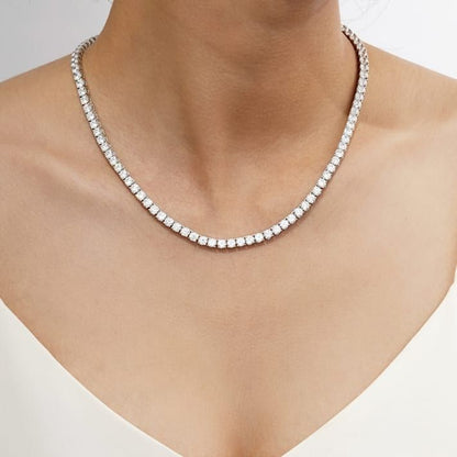 925 Silver 14K White Gold Plated Lab Grown Diamond Tennis Necklace