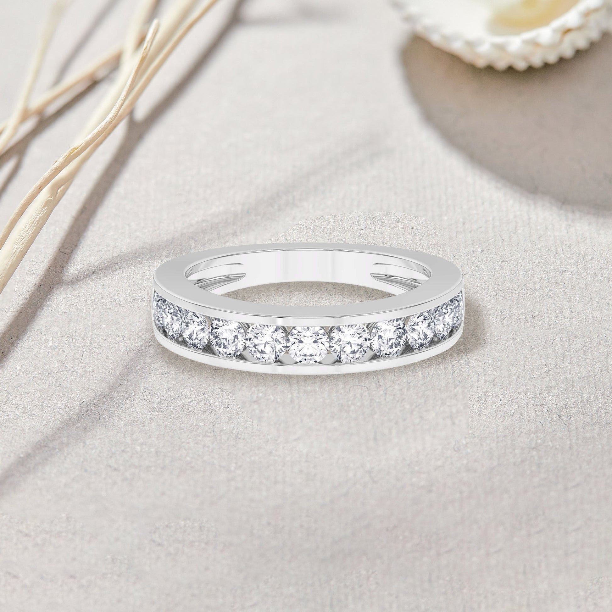 1 Ct Diamond Half Eternity Wedding Band 14K Gold - Dewberry Diamonds