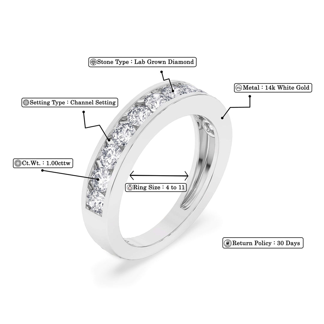 1 Ct Diamond Half Eternity Wedding Band 14K Gold - Dewberry Diamonds