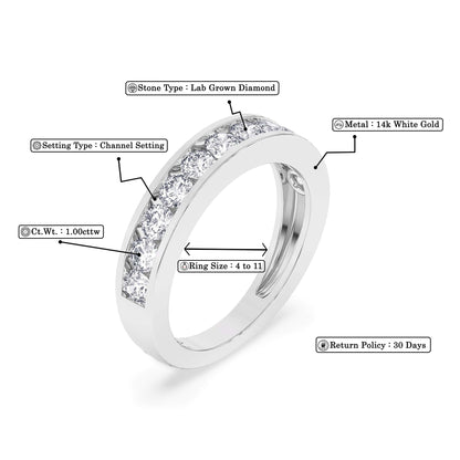 1 Ct Diamond Half Eternity Wedding Band 14K Gold - Dewberry Diamonds