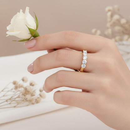1 CT Five Stone Diamond Wedding Band 14K Yellow Gold - Dewberry Diamonds