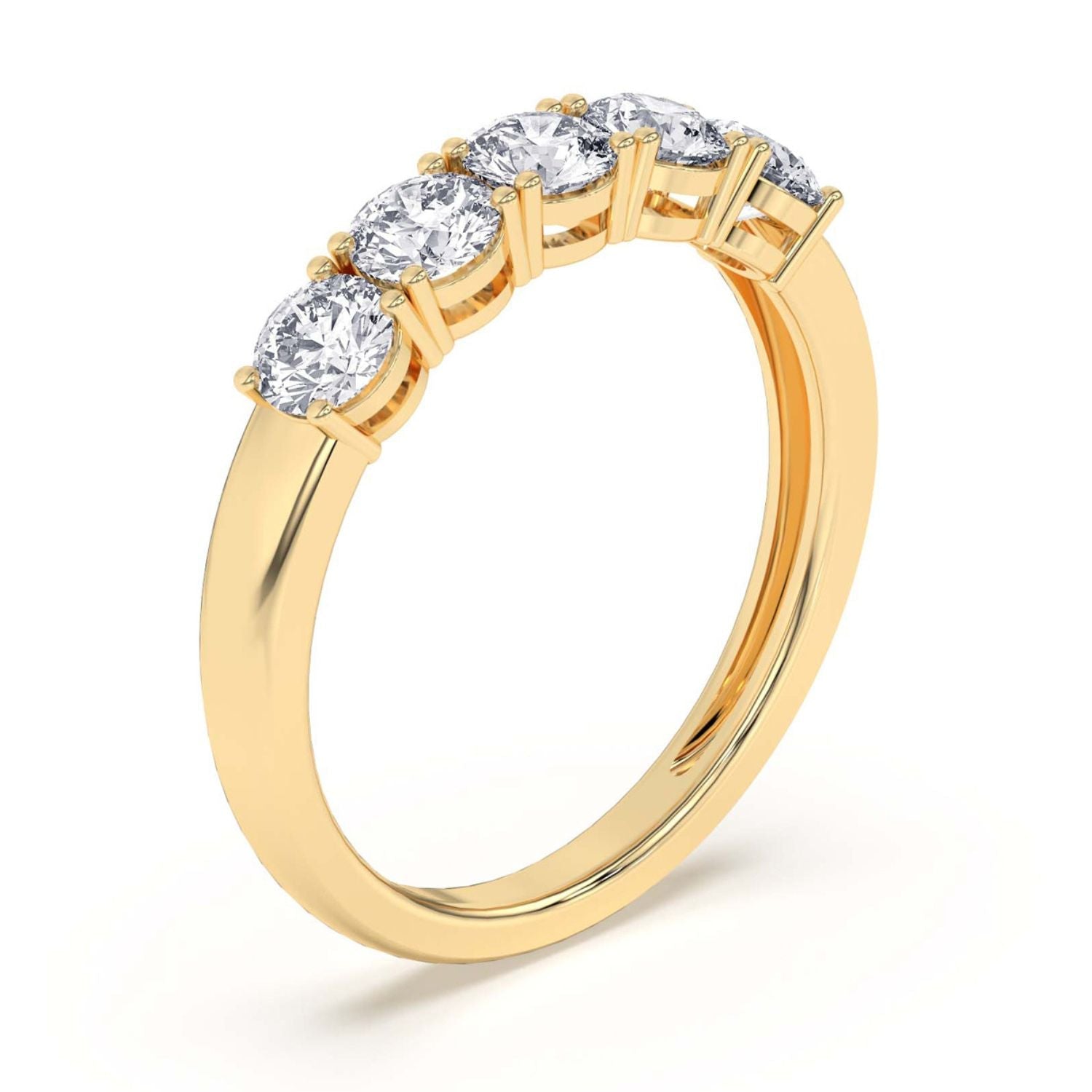 1 CT Five Stone Diamond Wedding Band 14K Yellow Gold - Dewberry Diamonds