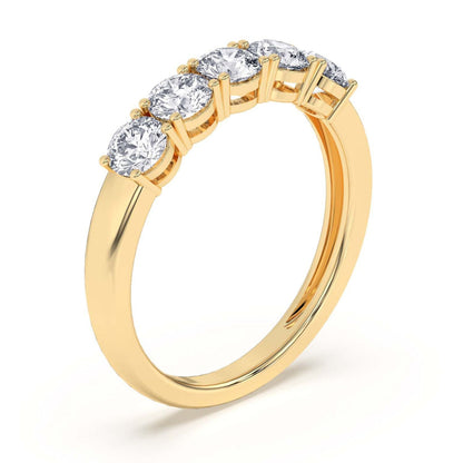 1 CT Five Stone Diamond Wedding Band 14K Yellow Gold - Dewberry Diamonds