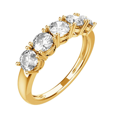 1 CT Five Stone Diamond Wedding Band 14K Yellow Gold - Dewberry Diamonds