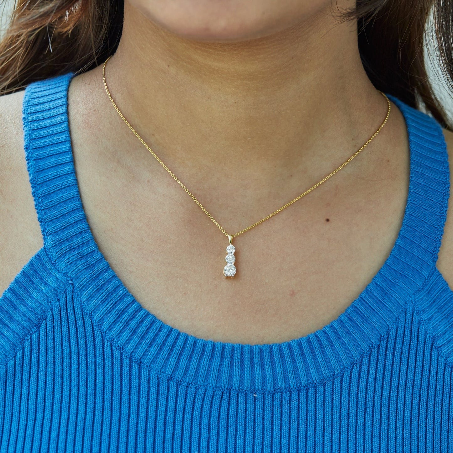 1 Ct Lab Grown Diamond 925 Silver Journey Ladder Pendant Necklace - Dewberry Diamonds