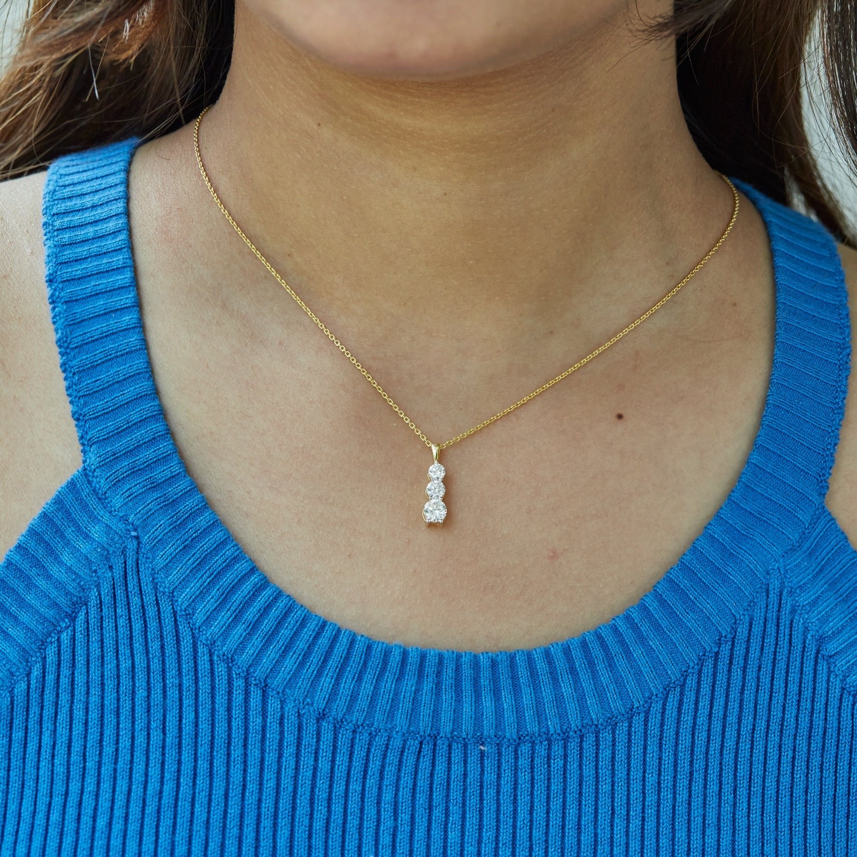 1 Ct Lab Grown Diamond 925 Silver Journey Ladder Pendant Necklace - Dewberry Diamonds