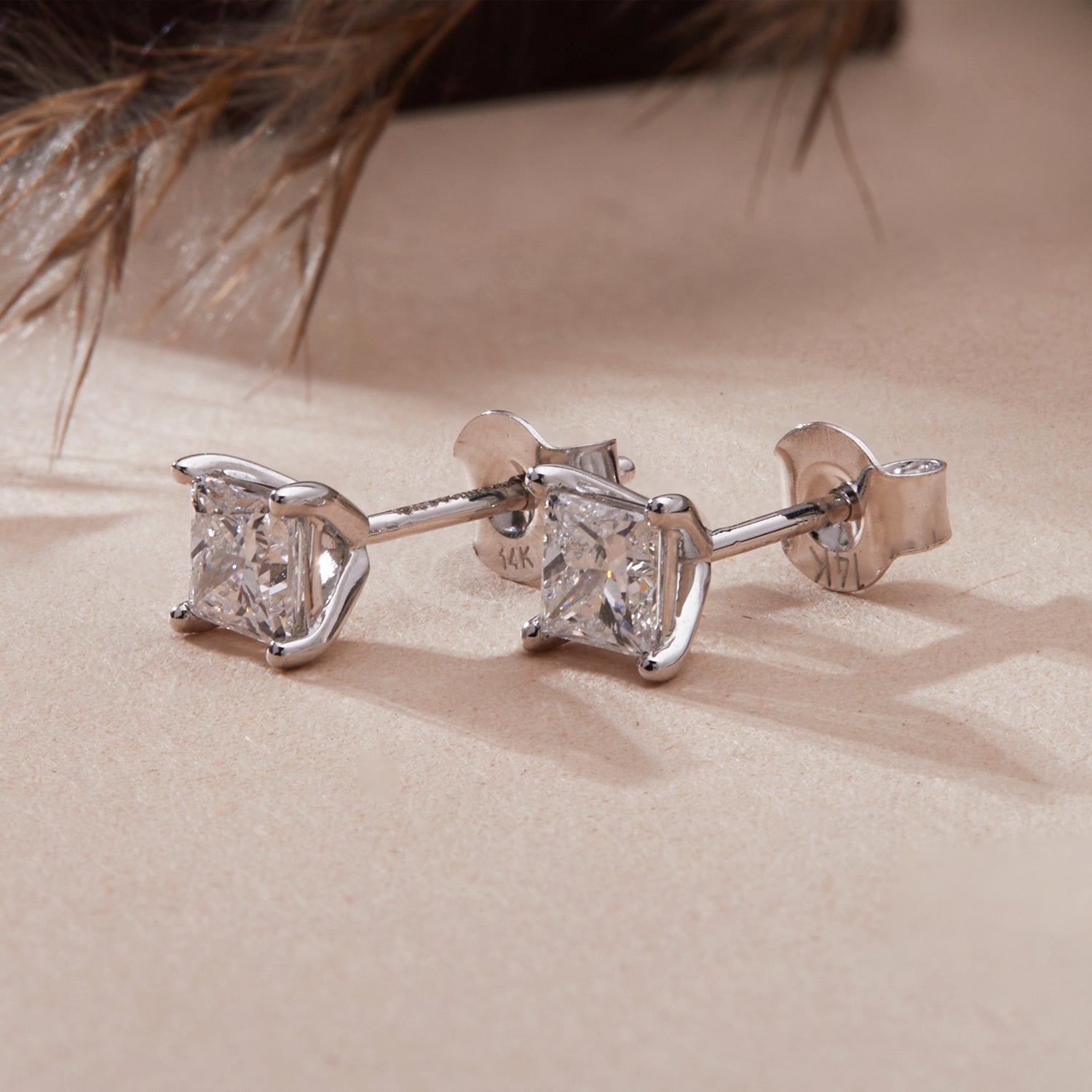1 Ct Lab Grown Diamond Solitaire 14K Gold Stud Earrings - Dewberry Diamonds