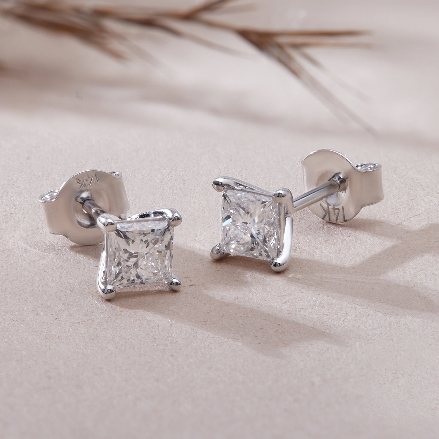 1 Ct Lab Grown Diamond Solitaire 14K Gold Stud Earrings - Dewberry Diamonds