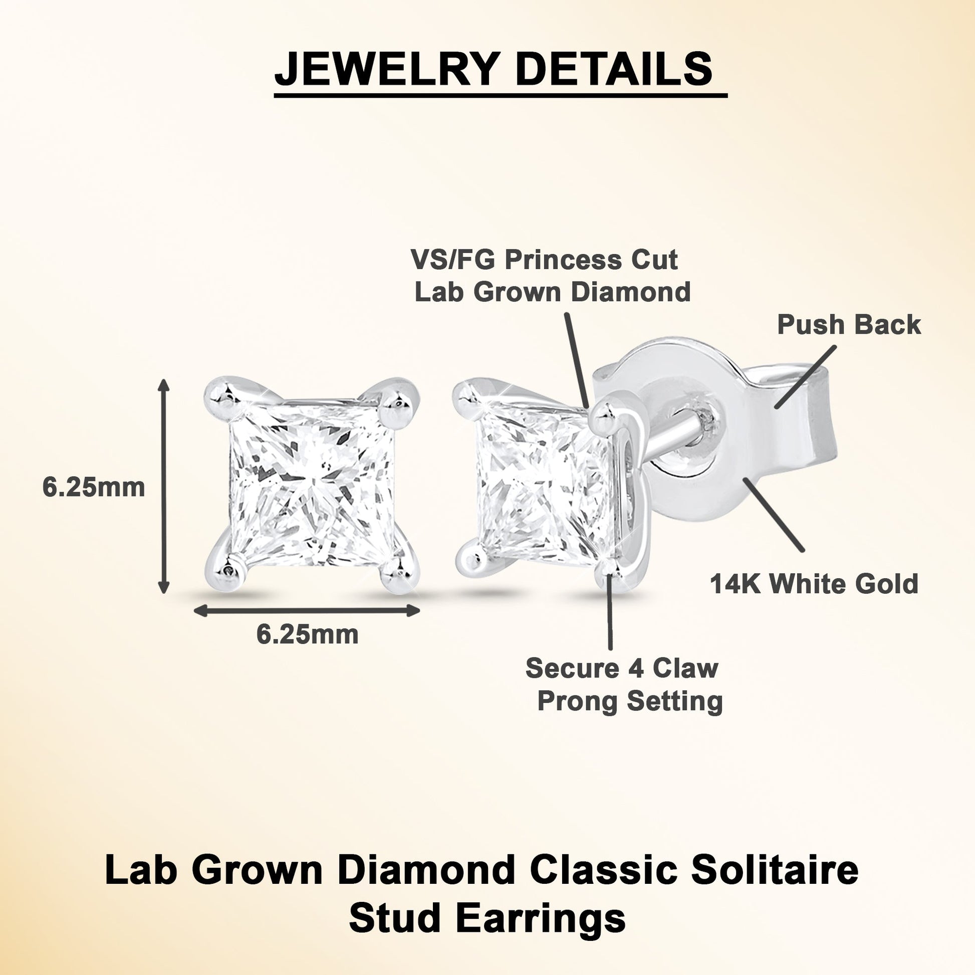 1 Ct Lab Grown Diamond Solitaire 14K Gold Stud Earrings - Dewberry Diamonds