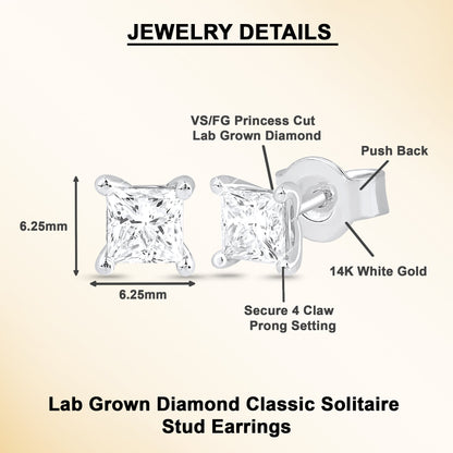 1 Ct Lab Grown Diamond Solitaire 14K Gold Stud Earrings - Dewberry Diamonds