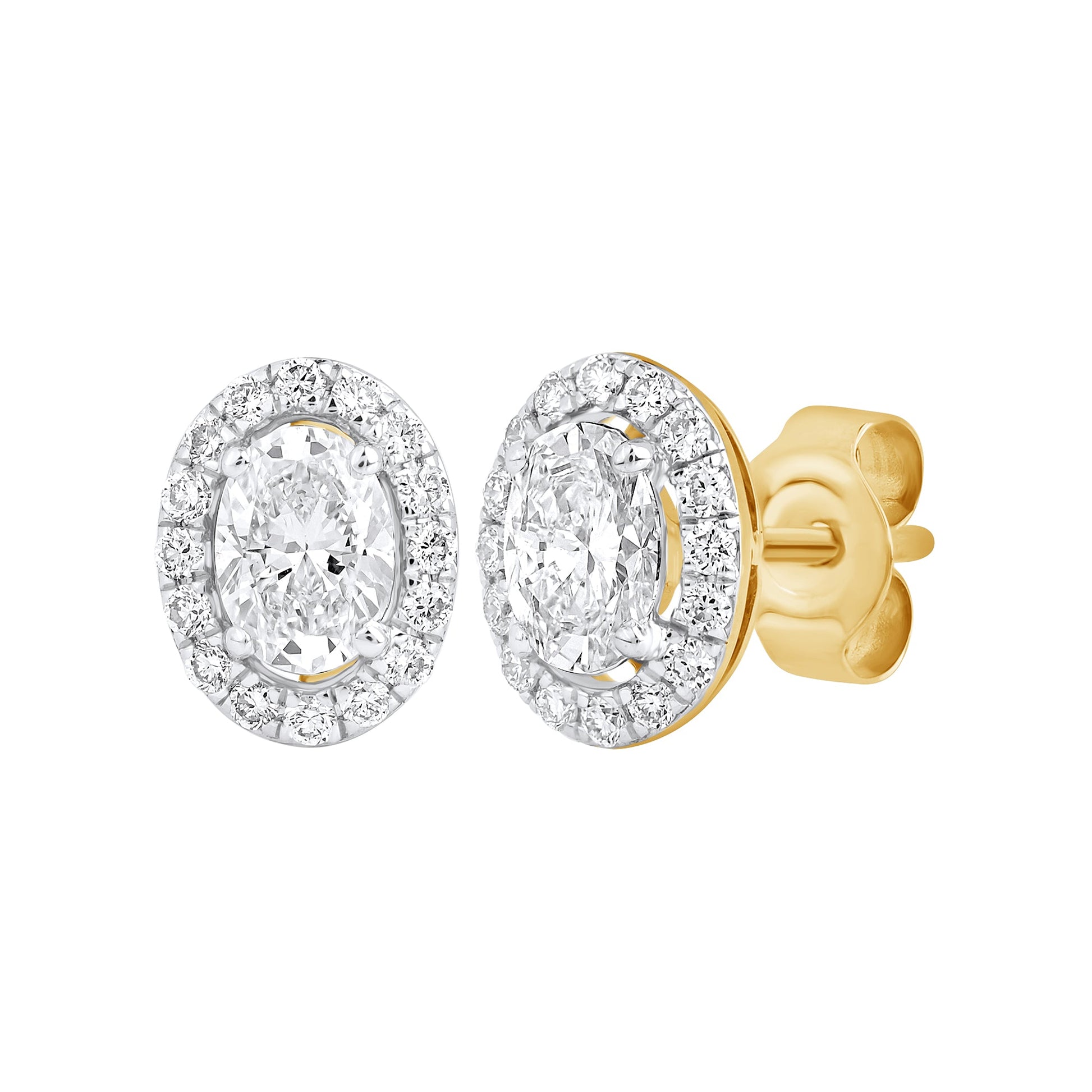1 Ct Oval Cut Diamond 925 Silver Halo Stud Earrings - Dewberry Diamonds