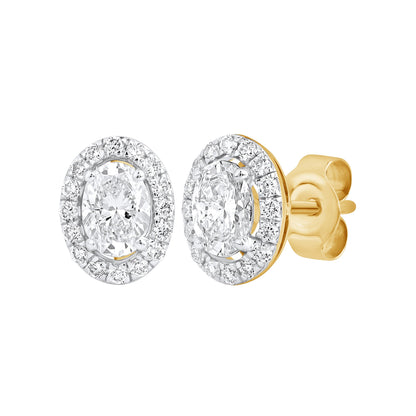 1 Ct Oval Cut Diamond 925 Silver Halo Stud Earrings - Dewberry Diamonds