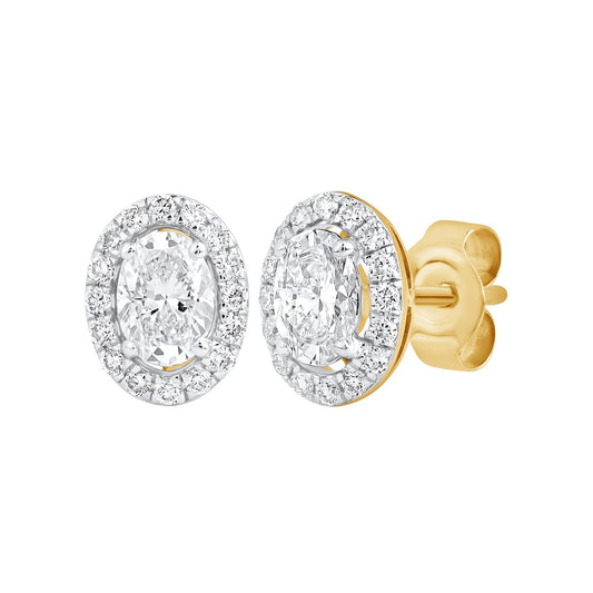 1 Ct Oval Cut Diamond 925 Silver Halo Stud Earrings - Dewberry Diamonds