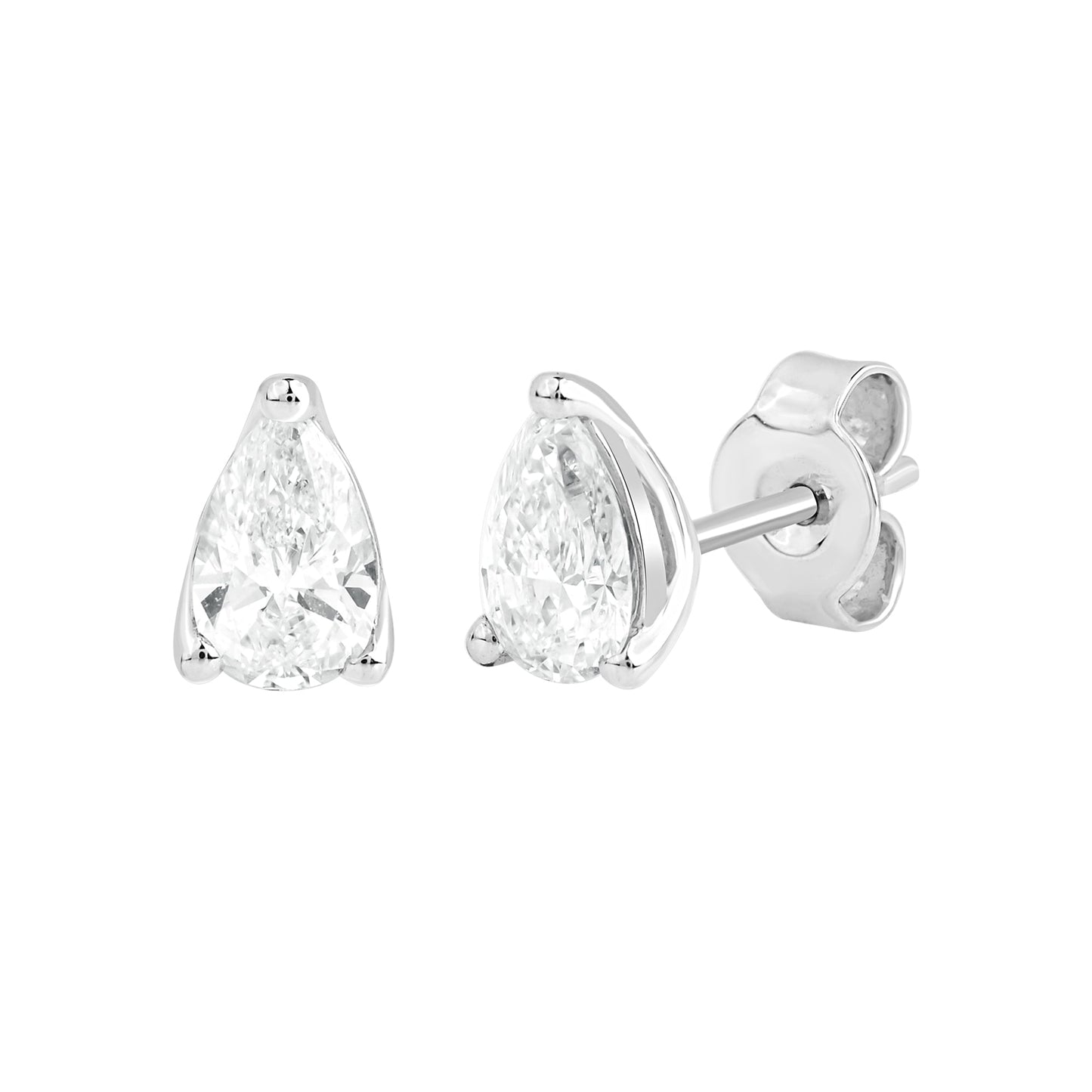 1 Ct Pear Cut Diamond Solitaire Stud Earrings 14K Gold - Dewberry Diamonds