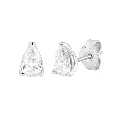 1 Ct Pear Cut Diamond Solitaire Stud Earrings 14K Gold - Dewberry Diamonds