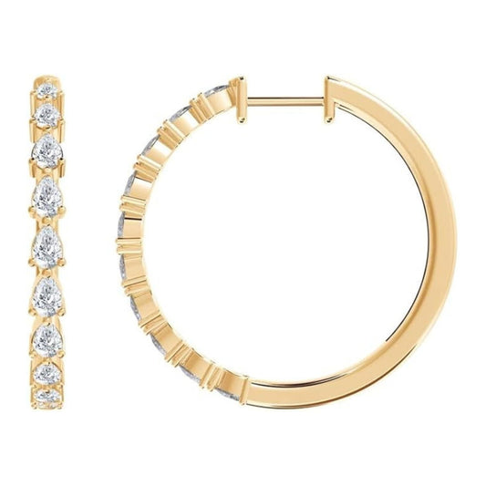 1 Ct Pear Cut Lab Grown Diamond Hoop Earrings - Dewberry Diamonds