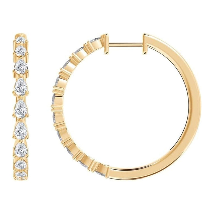 1 Ct Pear Cut Lab Grown Diamond Hoop Earrings - Dewberry Diamonds